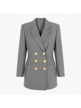 Dior Vintage Shell Button Tailored Jacket 11 Gray Wool